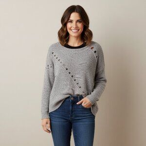 One Grey Day Grace Sweater Merino Alpaca Wool Knit Coastal Cottagecore Brown XS